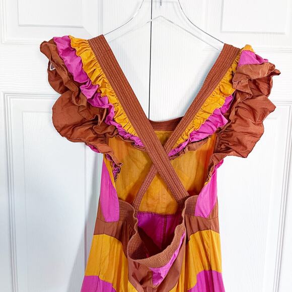 Love The Label Anthropologie Ruffled Colorblocked Midi Dress - Picture 6 of 10